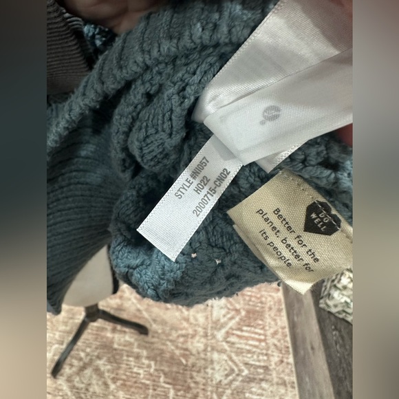 Madewell Women Sweater Blue Basketweave Knit Pullover Chunky Crew Size XS NWOT - Picture 8 of 9